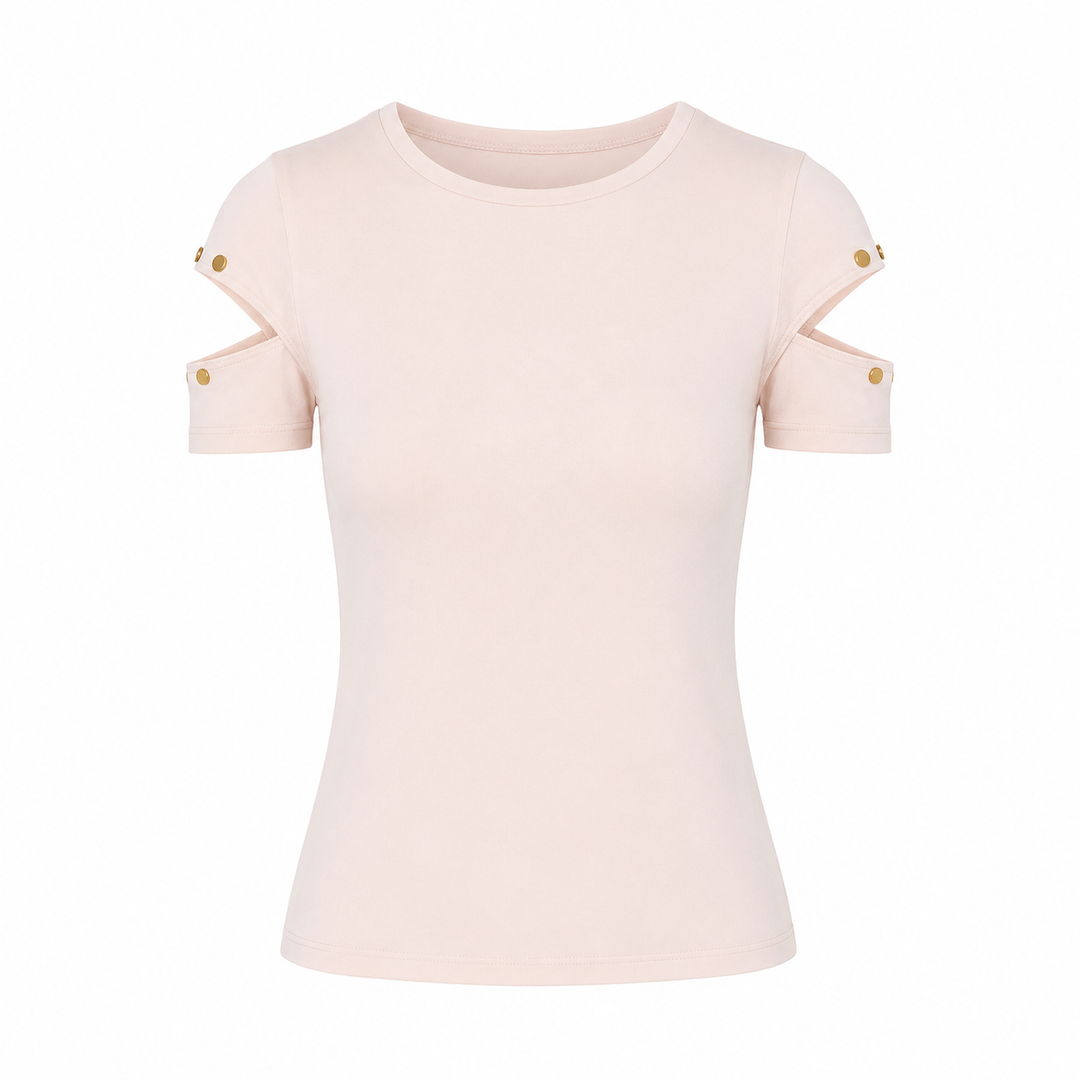 Malak Gold Snap Top - Pale Blush