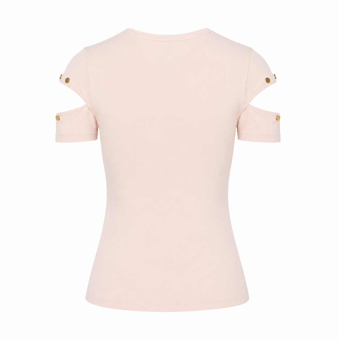 Malak Gold Snap Top - Pale Blush