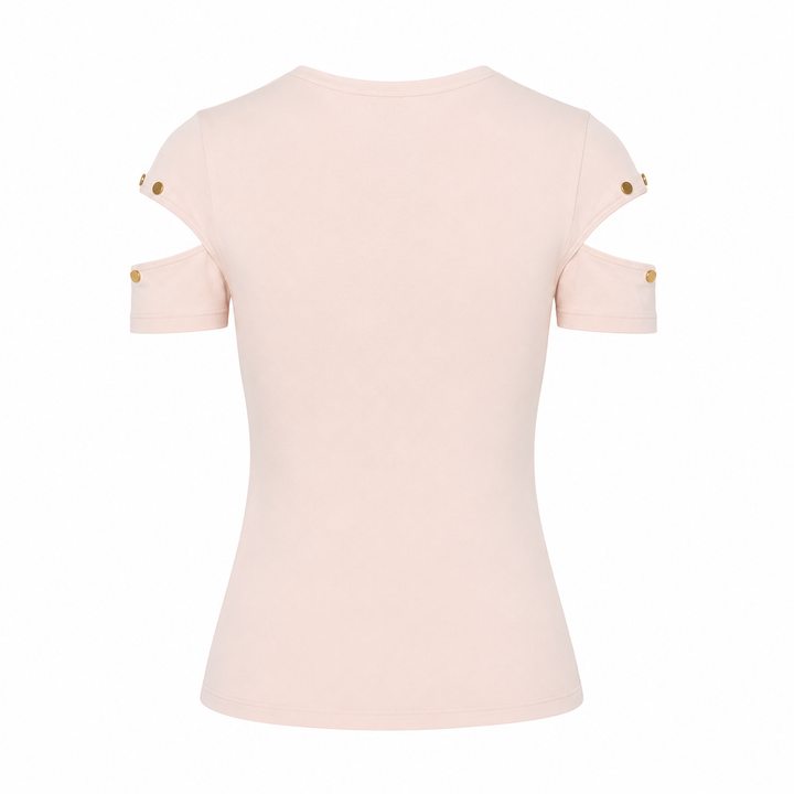 Malak Gold Snap Top - Pale Blush