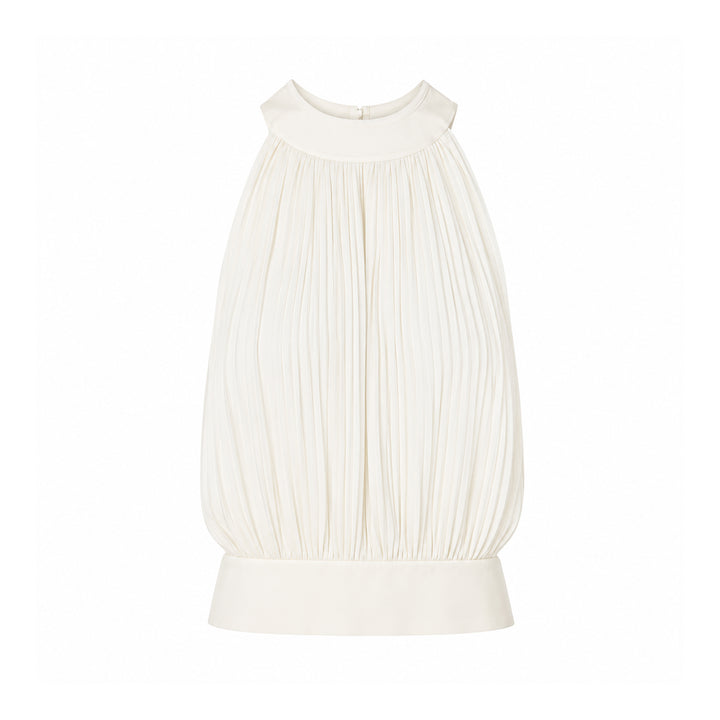 Maryam Pleated Sleeveless Top - Egret