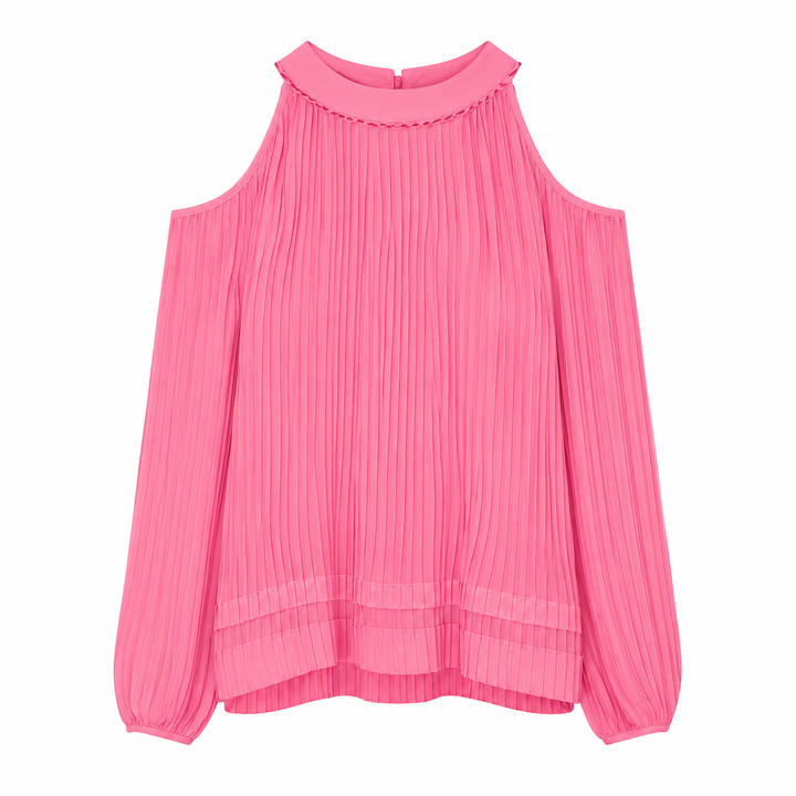 Maryam Pleated Long Sleeve Top - Azelia Pink