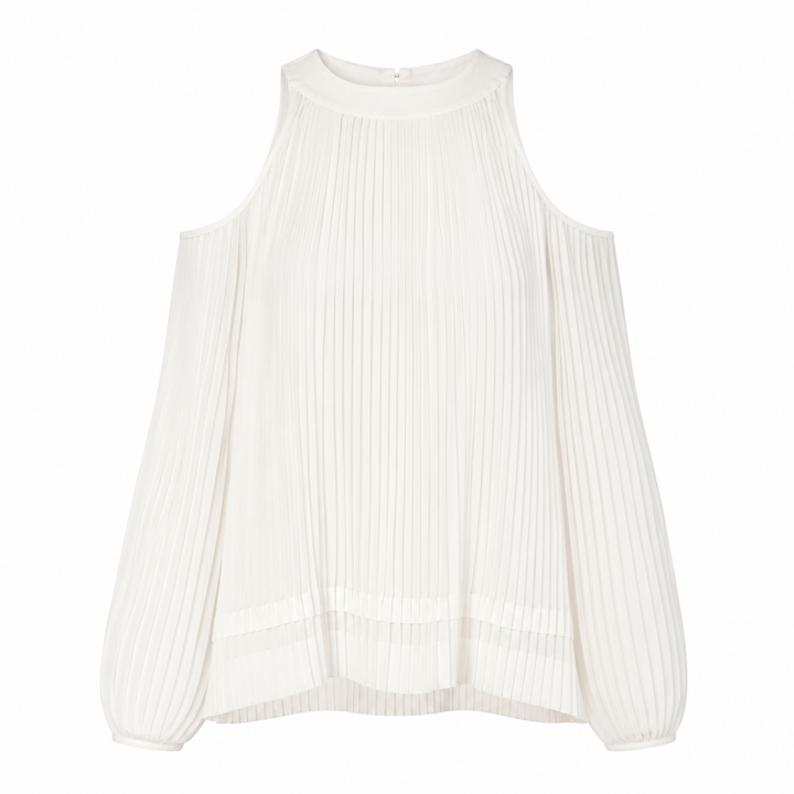 Maryam Pleated Long Sleeve Top - Egret