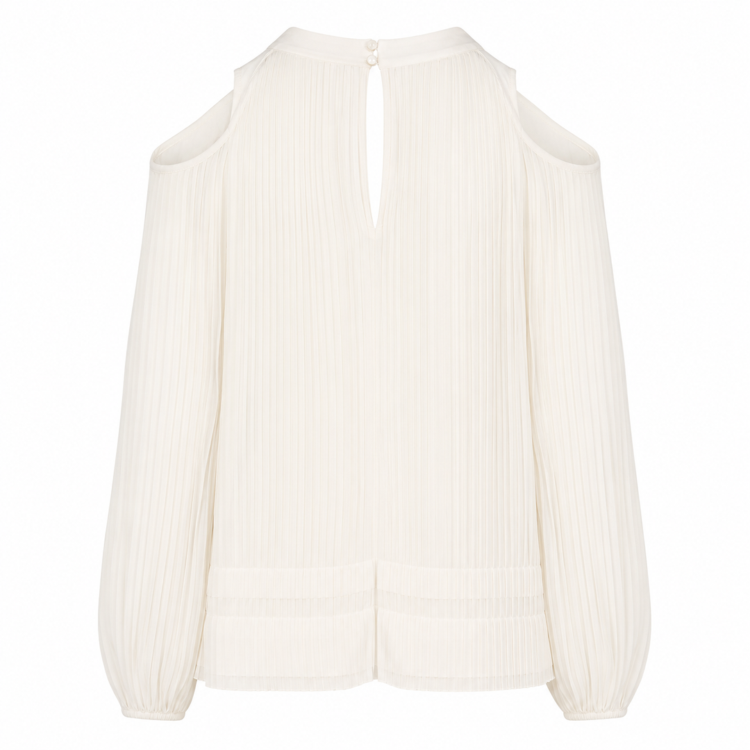 Maryam Pleated Long Sleeve Top - Egret