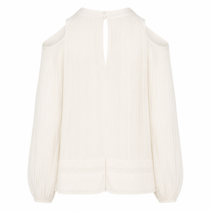 Maryam Pleated Long Sleeve Top - Egret