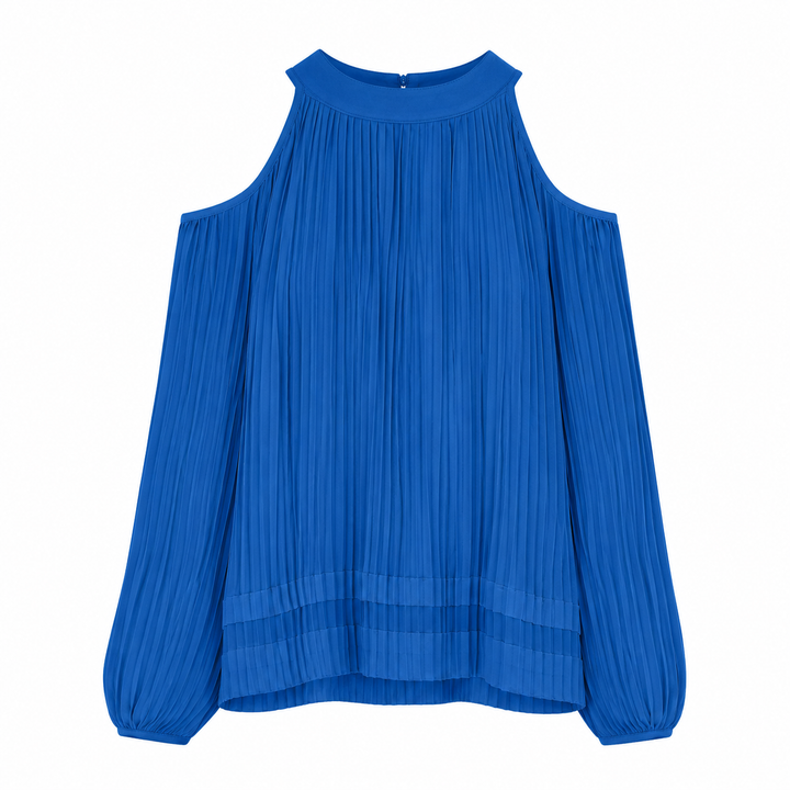Maryam Pleated Long Sleeve Top - Palace Blue