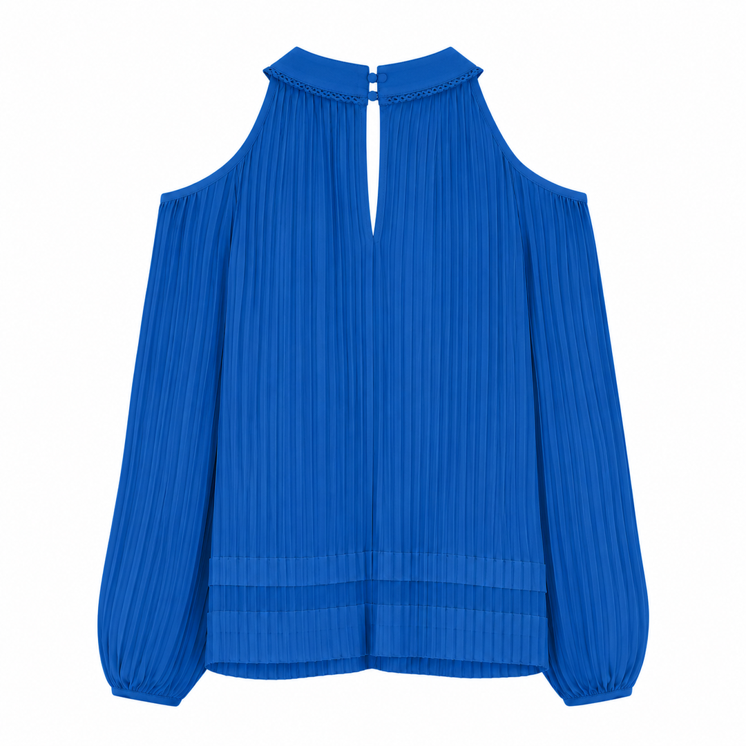 Maryam Pleated Long Sleeve Top - Palace Blue