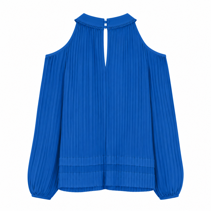 Maryam Pleated Long Sleeve Top - Palace Blue