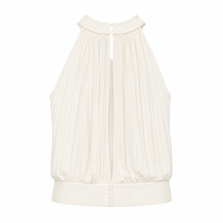 Maryam Pleated Sleeveless Top - Egret
