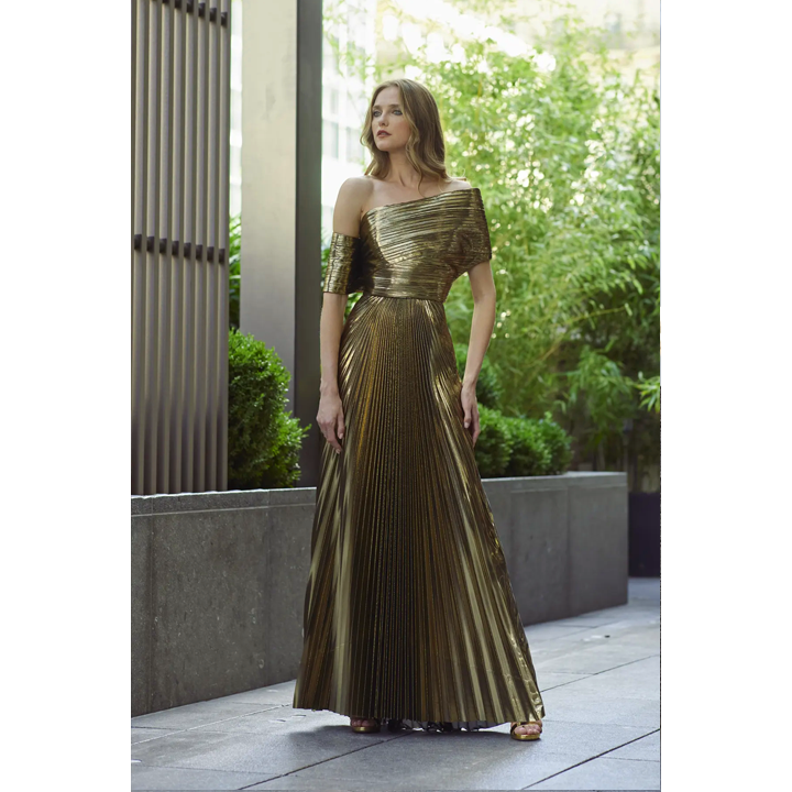 Gold Metallic Pliss Structured Top Gold Metallic Pliss Structured Top