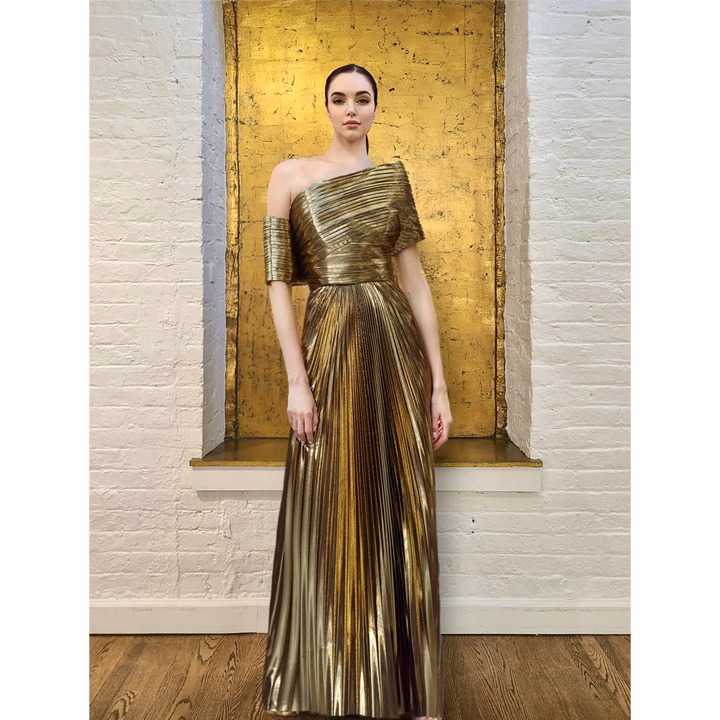 Gold Metallic Pliss Structured Top SemSem Gold Metallic Pliss Structured Top SemSem
