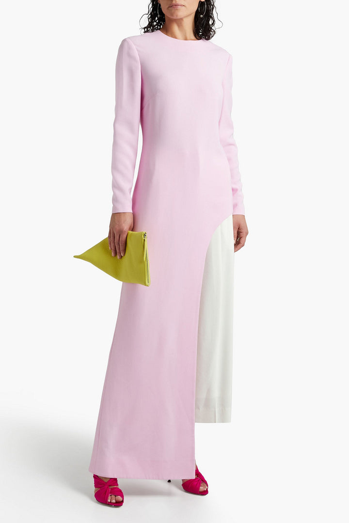 Model Wears SemSem Crepe High Low Top - Hot Pink.