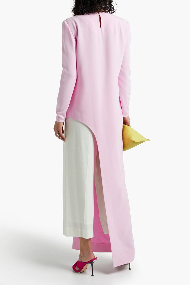 Model Wears SemSem Crepe High Low Top - Hot Pink.