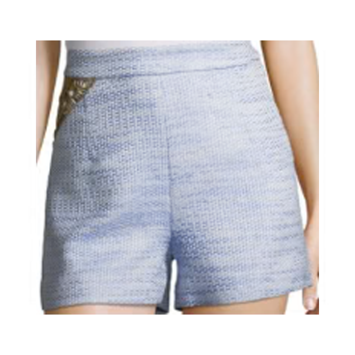 Model Wears SemSem Samia Embroidered Shorts - Palace Blue.