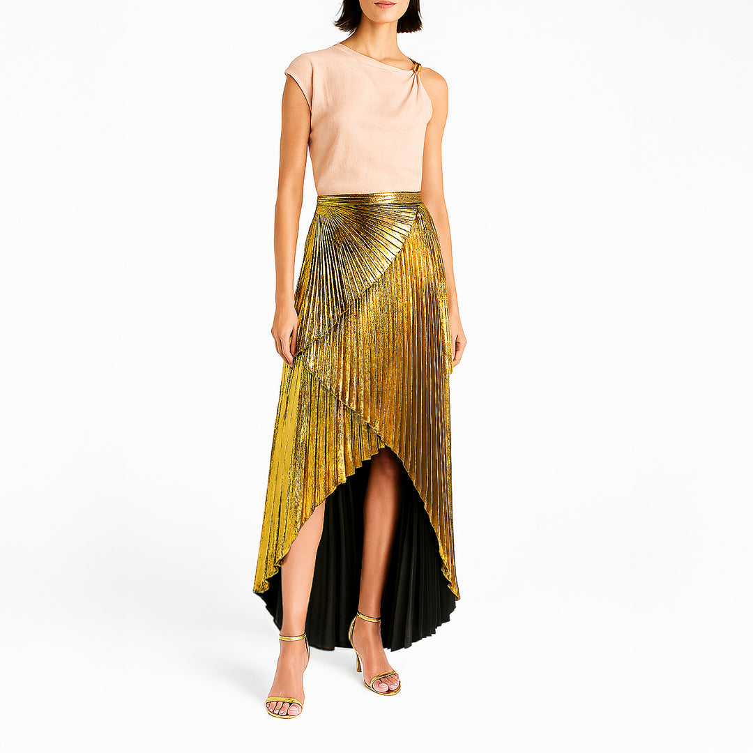 Blush Silk Blend Jersey Top with Gold Hardware