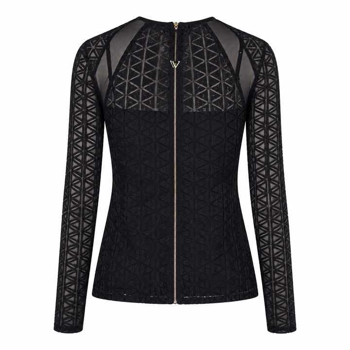 Norah Long Sleeve Embroidered Top - Meteorite