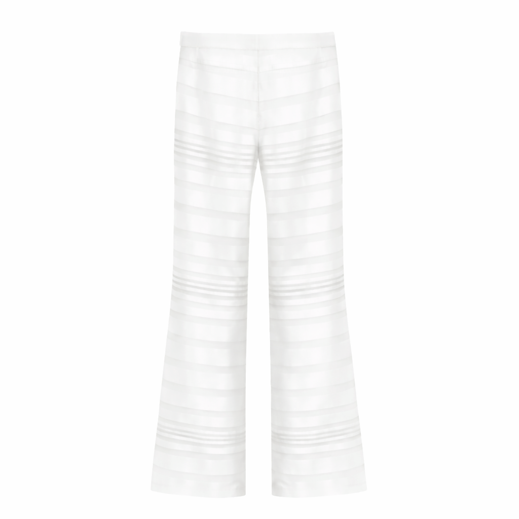 White Organza Striped Flared Pants