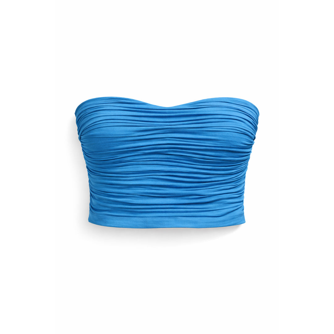 Pleated Strapless Bustier Top - Palace Blue