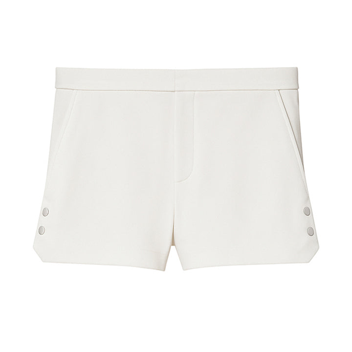 Italian Crepe Short w/ Snaps- Cream