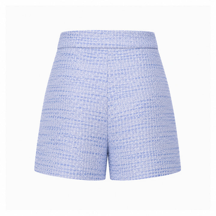Silk Tweed Embroidered Shorts - Palace Blue