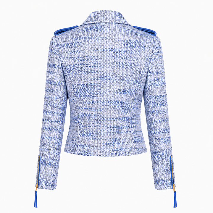 Silk Tweed Biker Jacket - Palace Blue