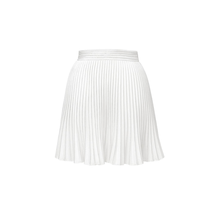 Satin Plissé Mini Skirt w/ Silver Foil