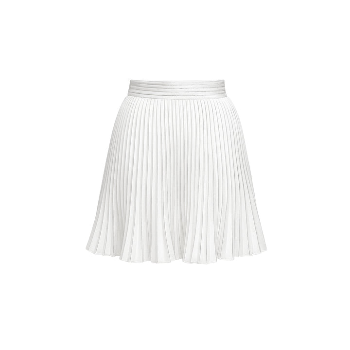 Satin Plissé Mini Skirt w/ Silver Foil
