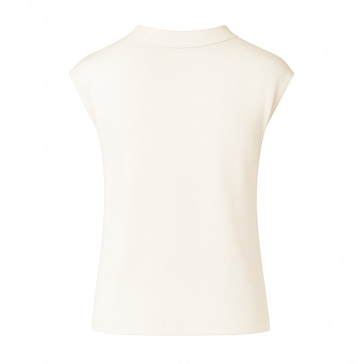 Ivory Silk Blend Jersey Top with Gold Hardware