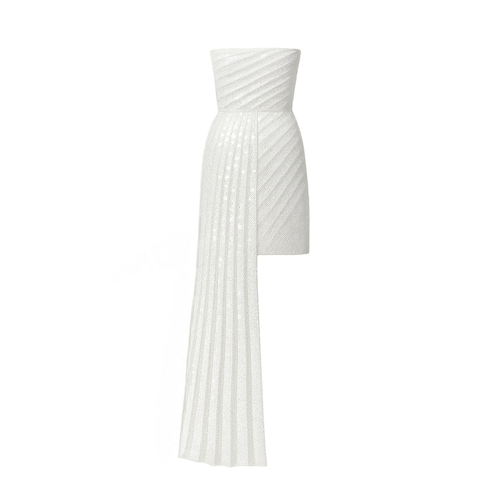 Draped Pleated Sequin Mini Dress