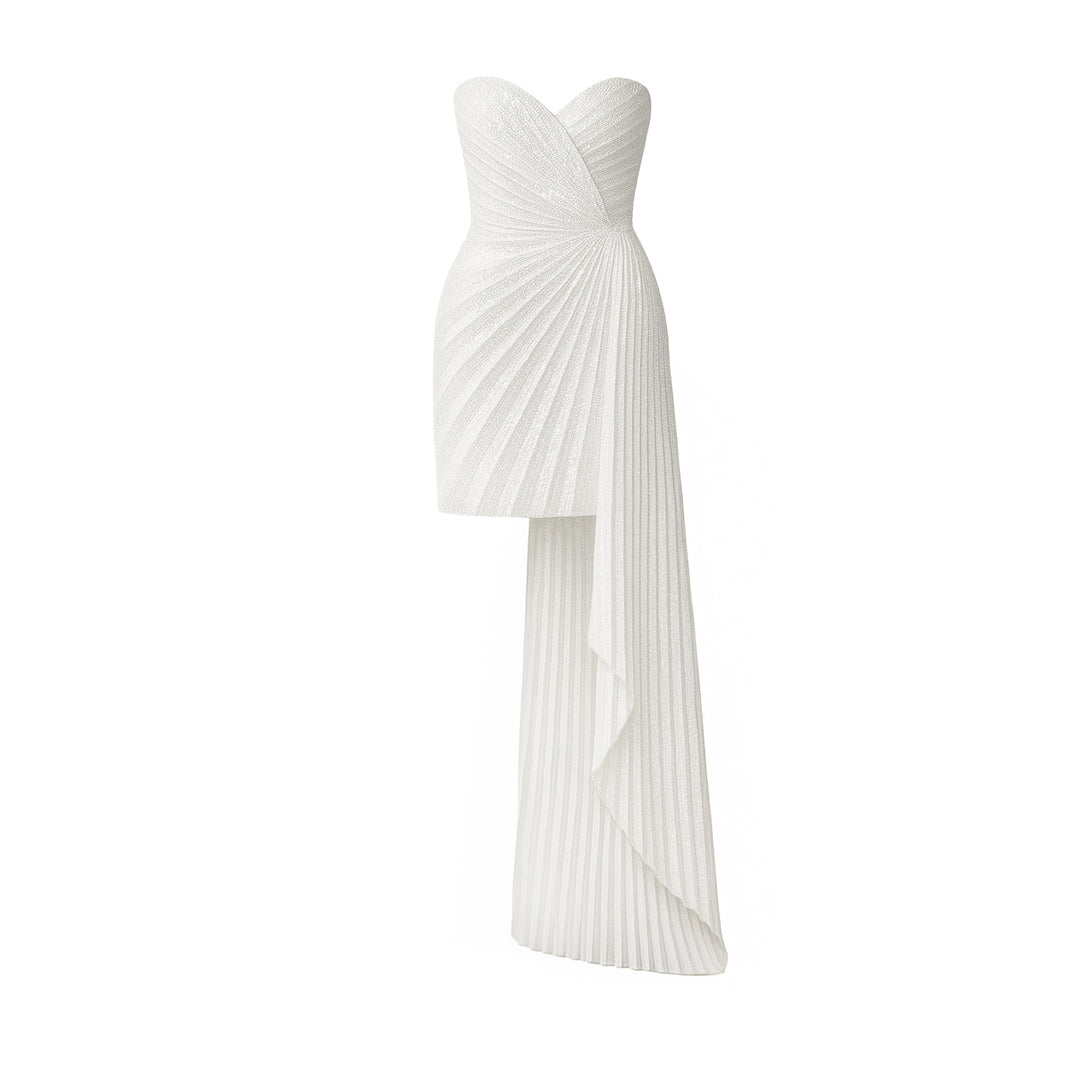 pleated sequin mini dress Avetare Cowl Pleated Sequin Mini Dress