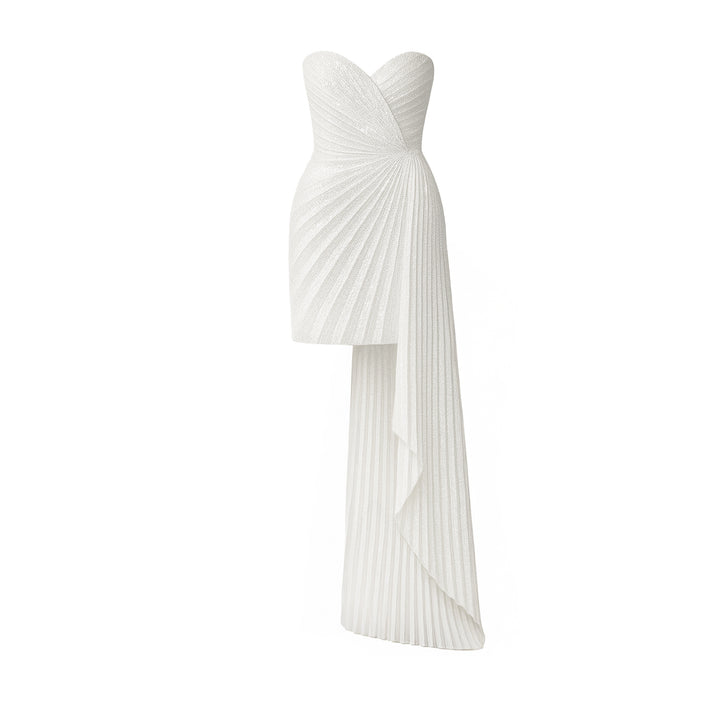 Draped Pleated Sequin Mini Dress