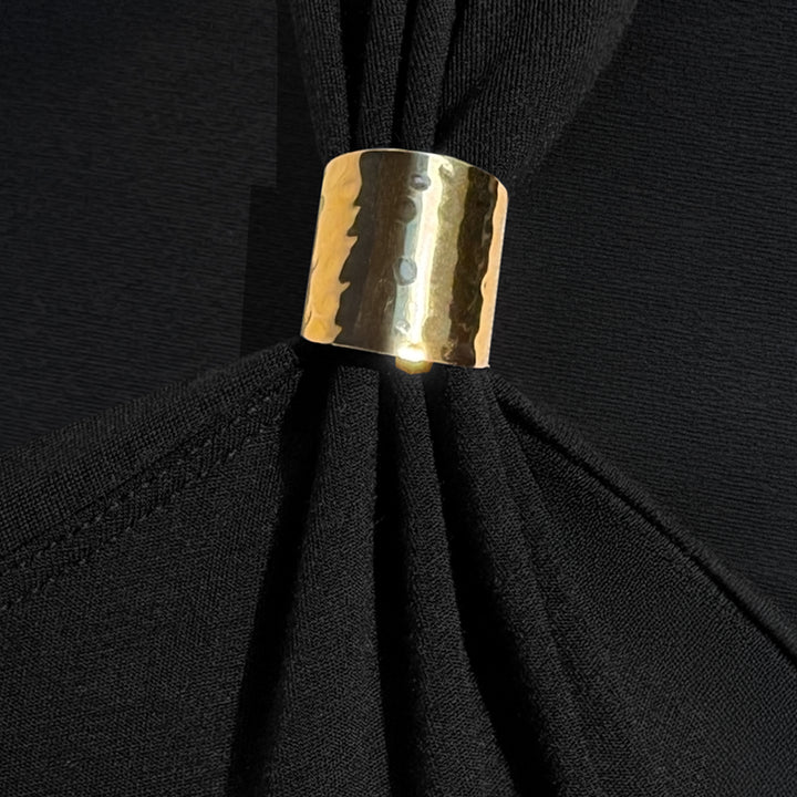 Black Silk Blend Jersey Top with Gold Hardware