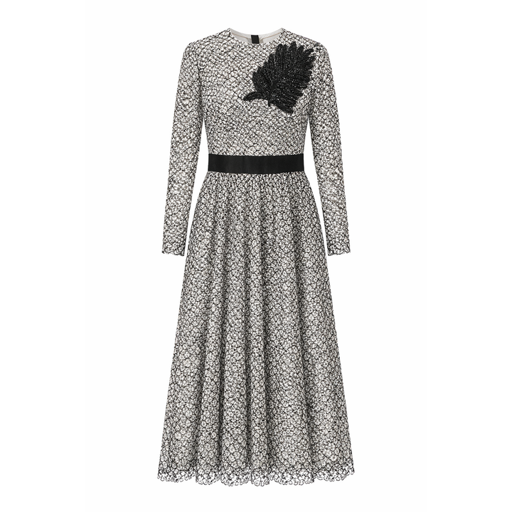 Black and White Lace Dress w/ Beading