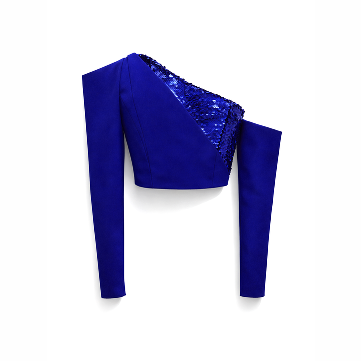 One Shoulder Geometric Sequin-Embellished Top