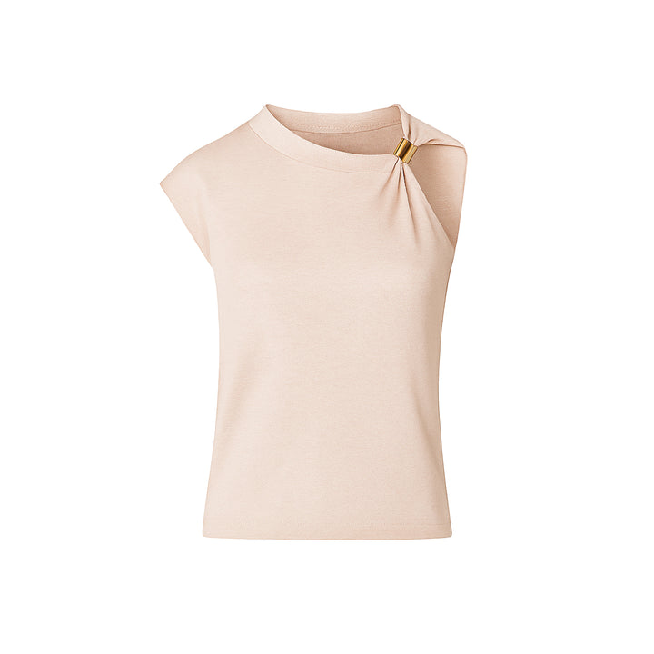 Blush Silk Blend Jersey Top with Gold Hardware