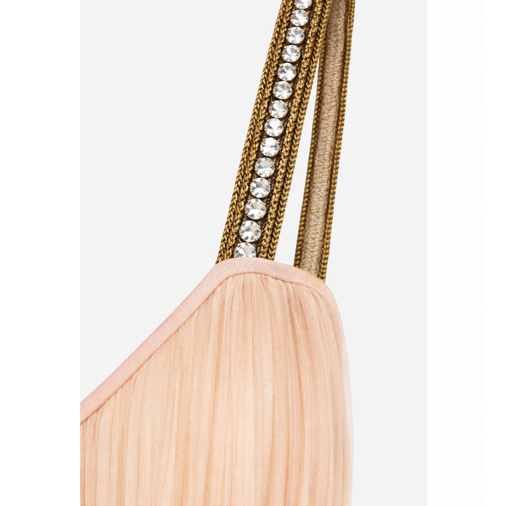 Silk Tulle Gown With Crystals