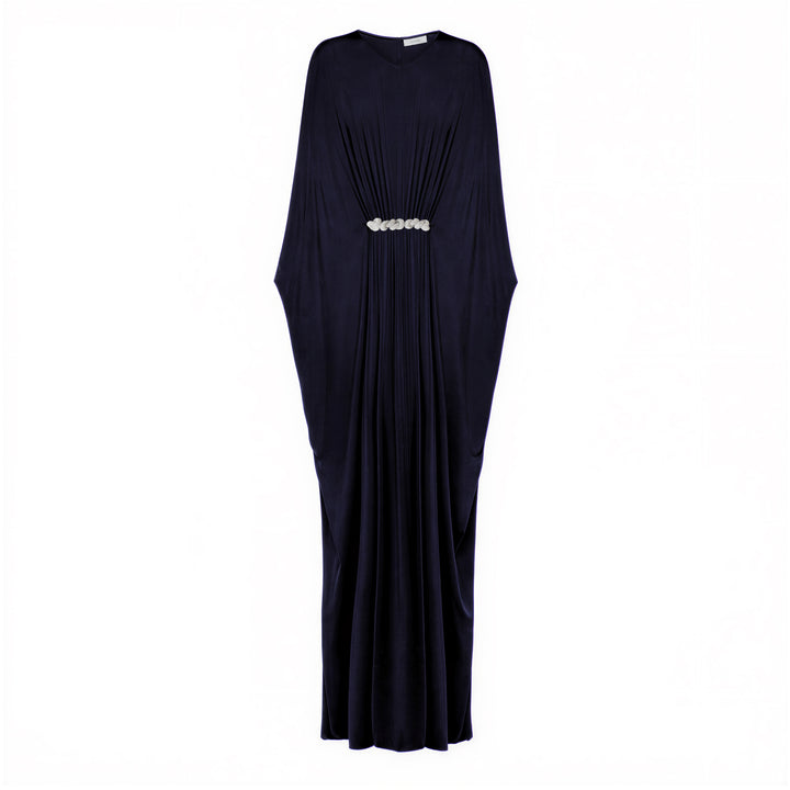 Brooch-Detailed Jersey Kaftan Dress