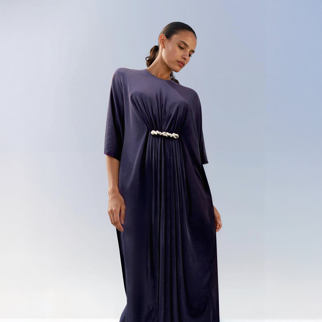 Brooch-Detailed Jersey Kaftan Dress