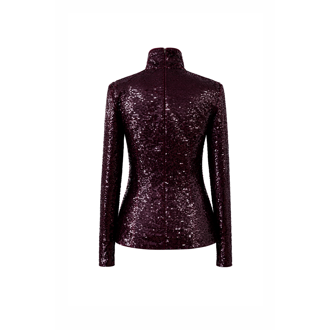 Burgundy Sequin Turtleneck Top