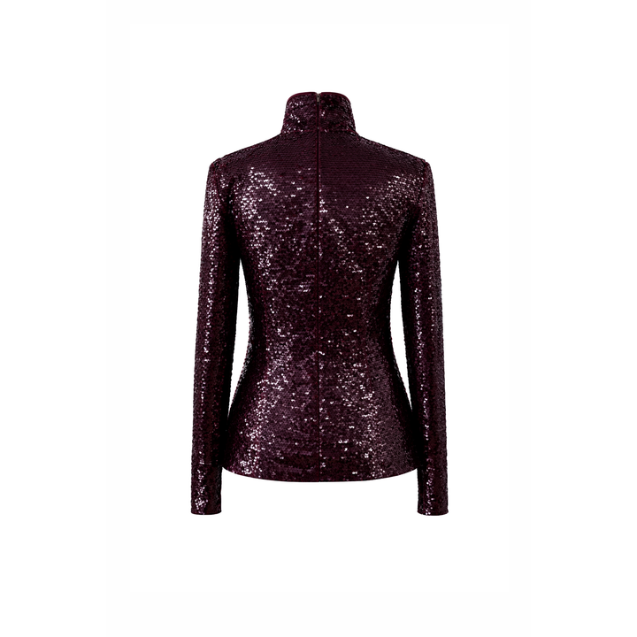 Burgundy Sequin Turtleneck Top