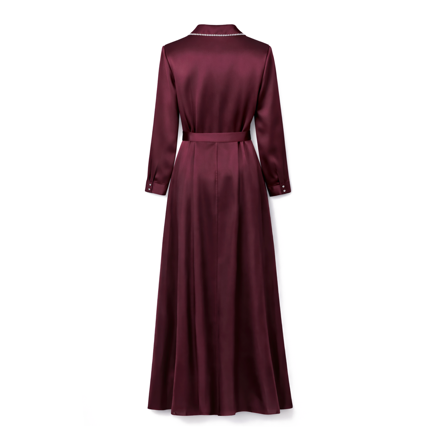 Silk Shirt Dress with Side Slits - Burgundy, Medium Silk Shirt Dress with Side Slits - Burgundy, Medium