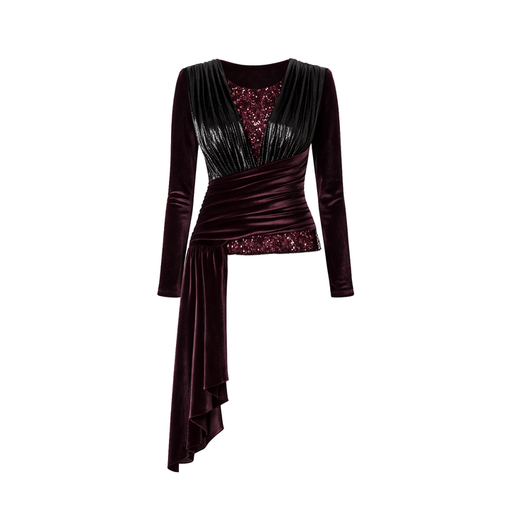 Draped Velvet Cascade Top