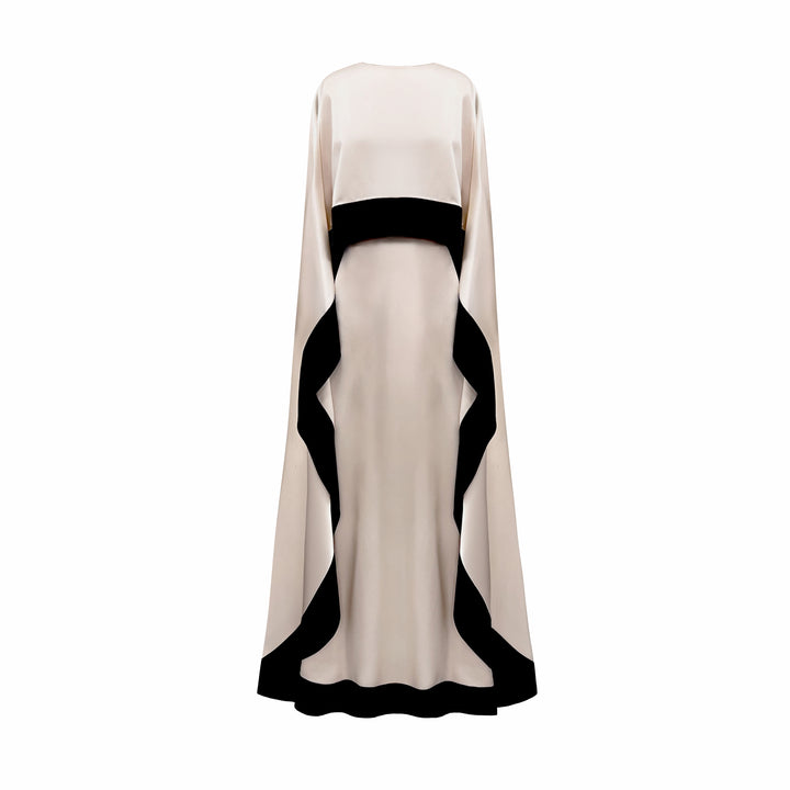 Color Blocked Tiered Silk Kaftan