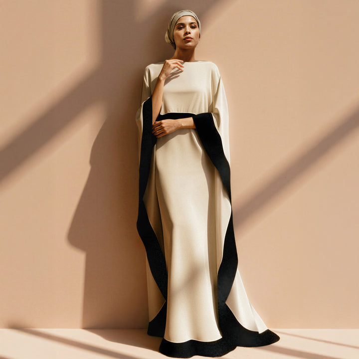 Color Blocked Tiered Silk Kaftan
