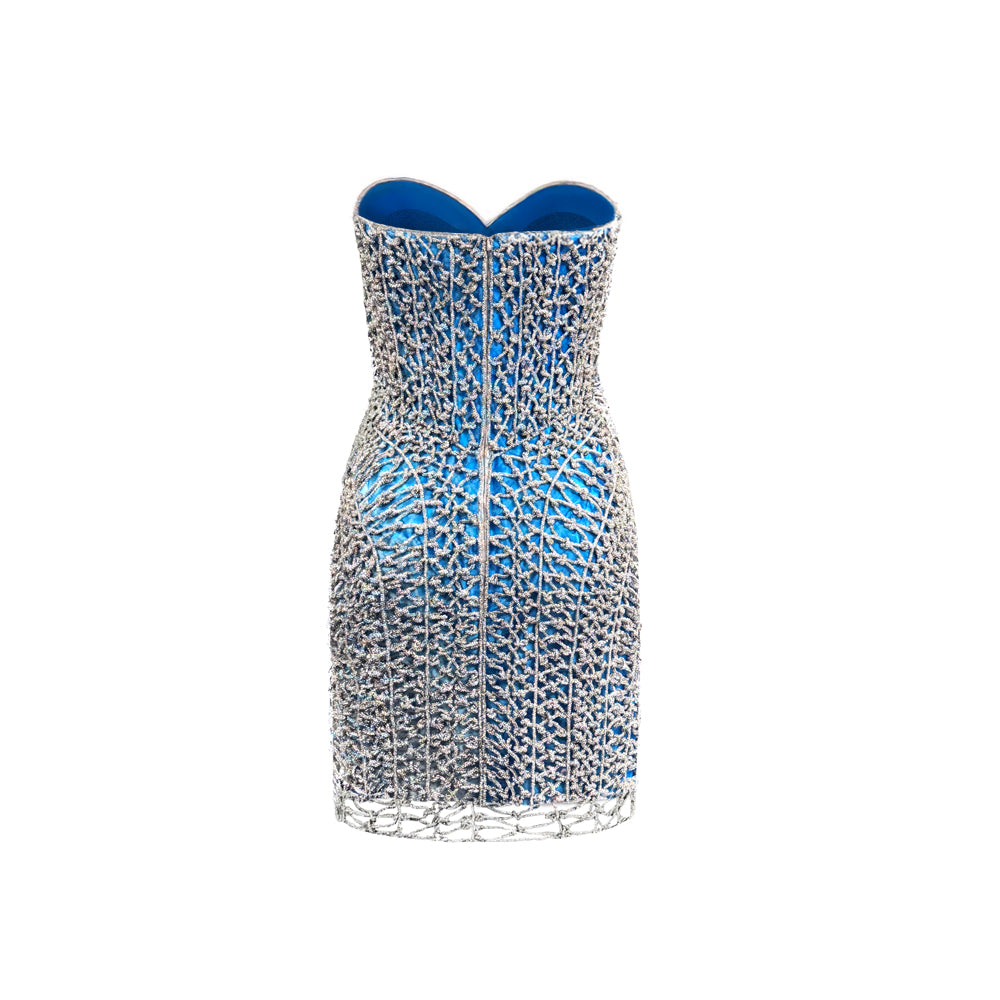 macrame mini dress Crystal Cord Macramé Mini Dress, US 4