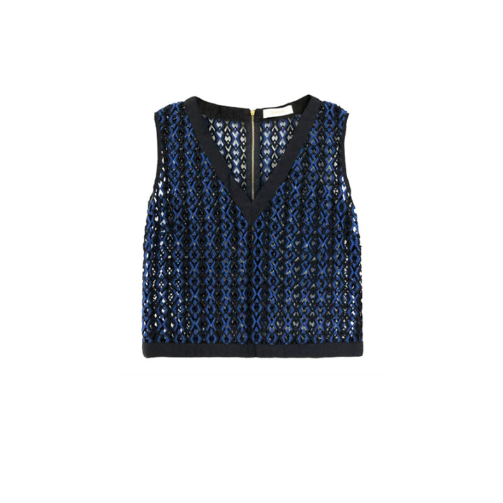 Geometric Embroidered Crop Top