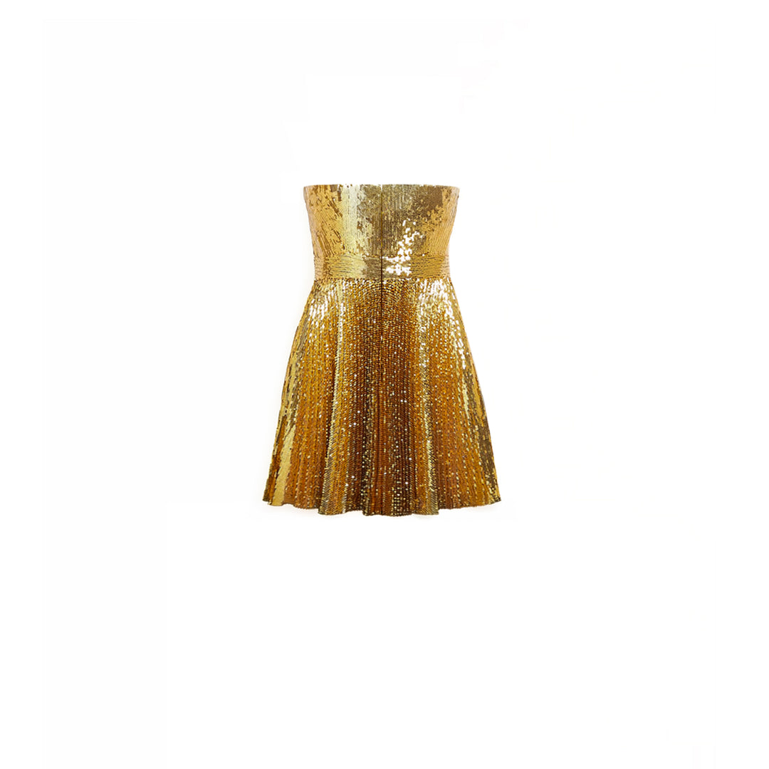 Gold Sequin Bustier Mini Dress, US 4 Gold Sequin Bustier Mini Dress, US 4