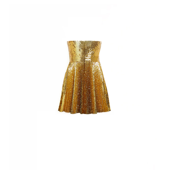 Gold Sequin Bustier Mini Dress