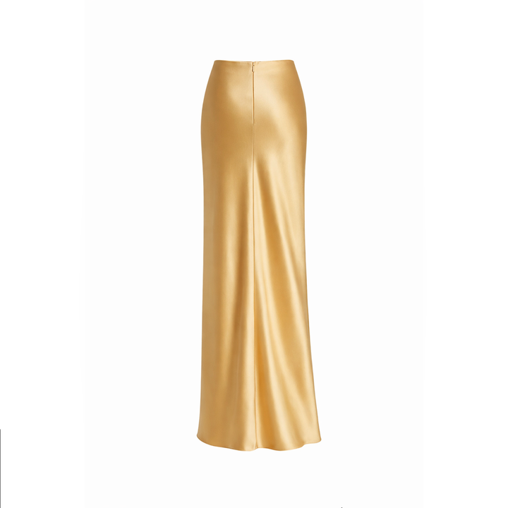 Draped Silk Charmeuse Maxi Skirt