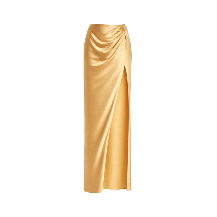Draped Silk Charmeuse Maxi Skirt
