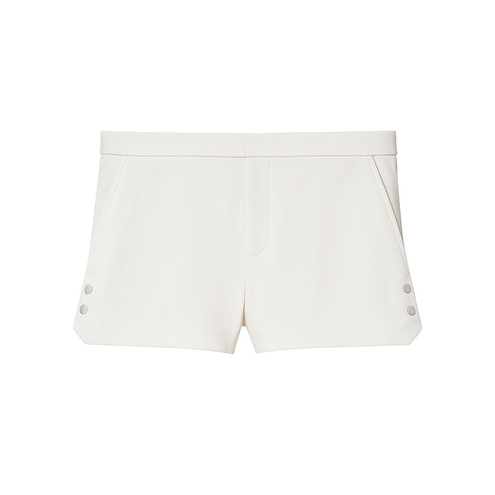 Italian Crepe Short w/ Snaps- Cream